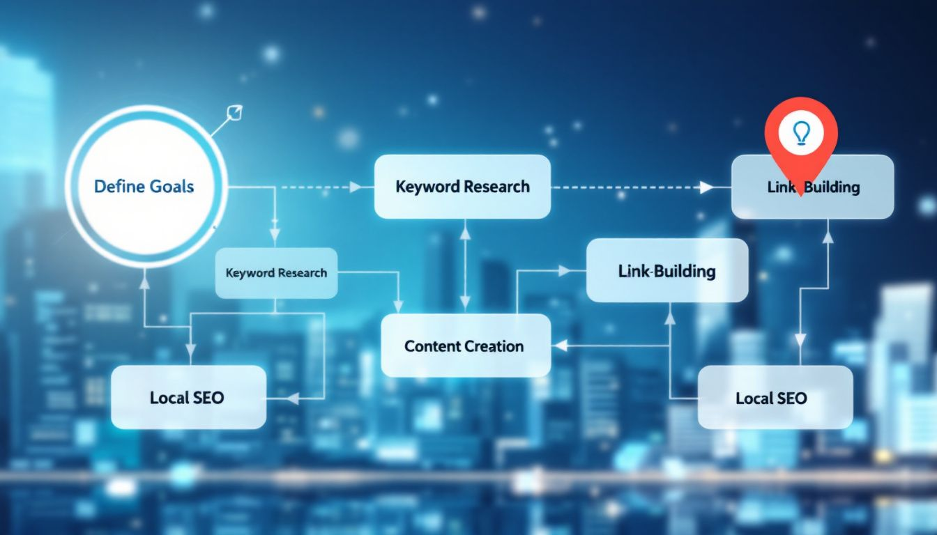 A flowchart explaining how to measure SEO success for law firms.